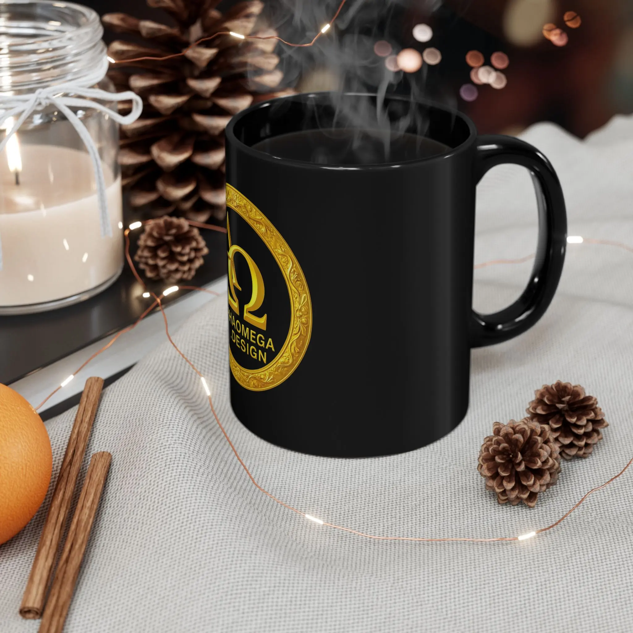 ALPHA OMEGA DESIGN Black Mug –