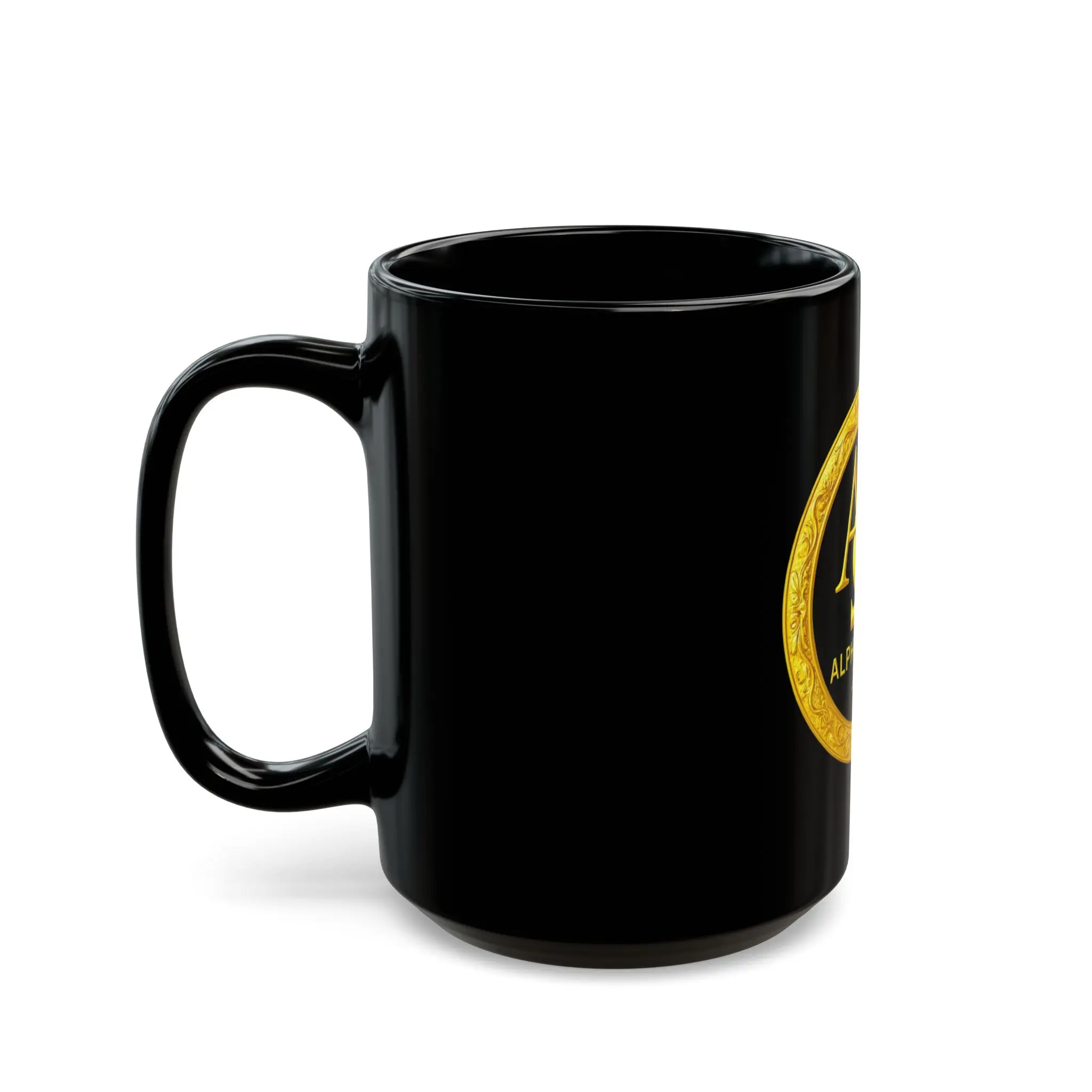 ALPHA OMEGA DESIGN Black Mug –