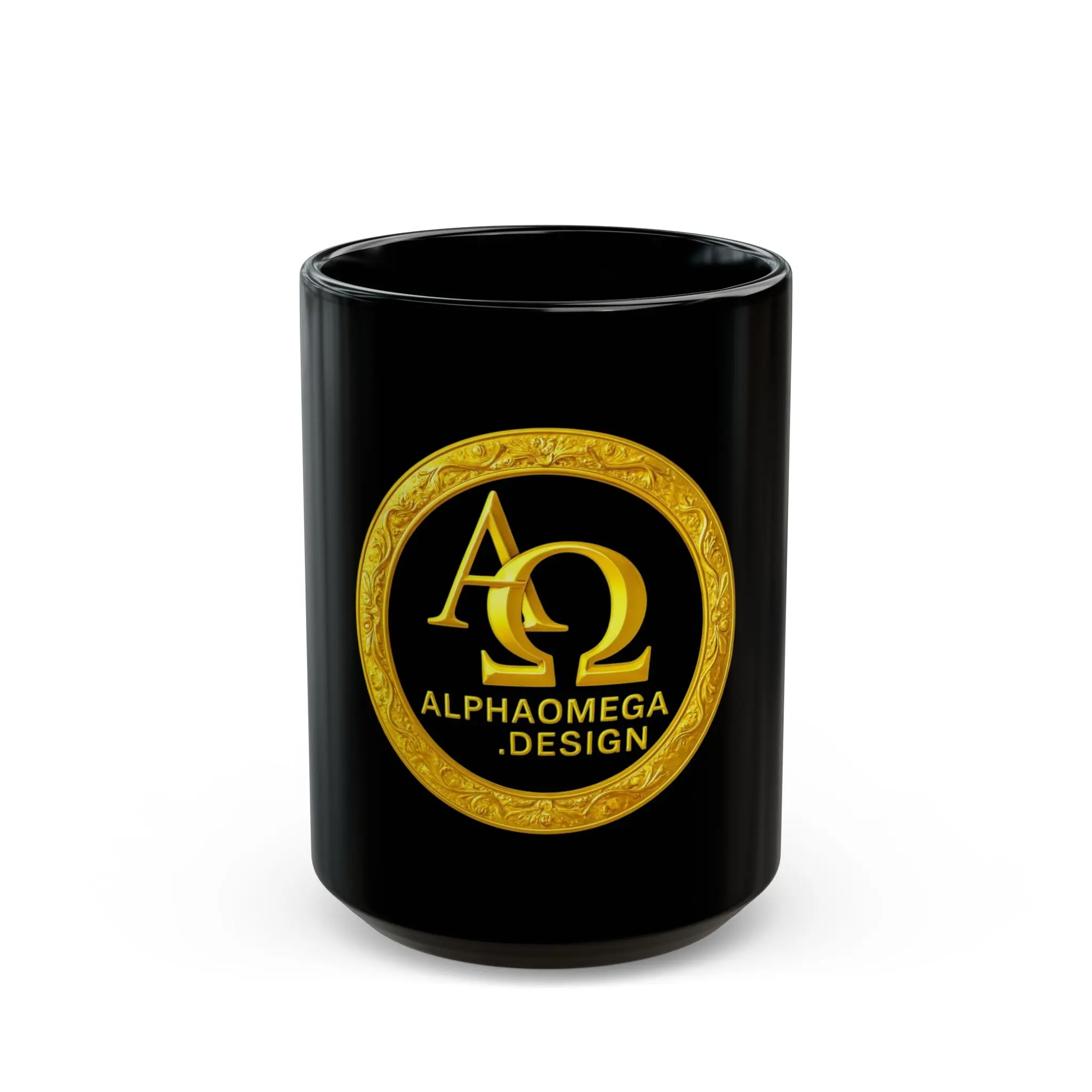 ALPHA OMEGA DESIGN Black Mug –